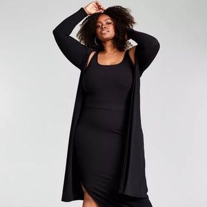 Nina Parker BLACK Women's Trendy Plus Size Ribbed Knit Duster Cardigan, 3X